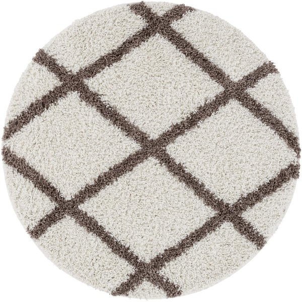 Well Woven Madison Shag Cole Ivory Modern Tribal Trellis Round Rug 3 ft. 11 in. 78824R
